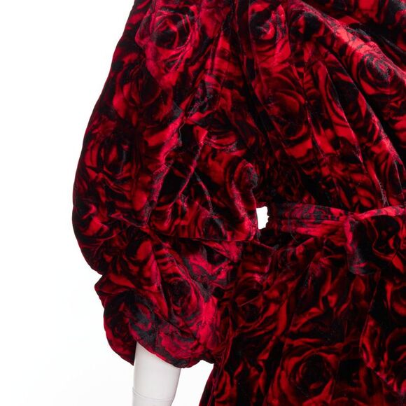 DRIES VAN NOTEN Runway Delta red rose velvet quilted one shoulder dress FR38 M - Picture 2 of 9